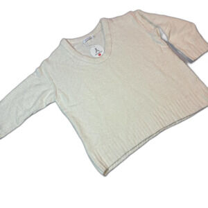 NWT Cream Colored Fuzzy Reverse Stitch Sweater Jumper Women's S